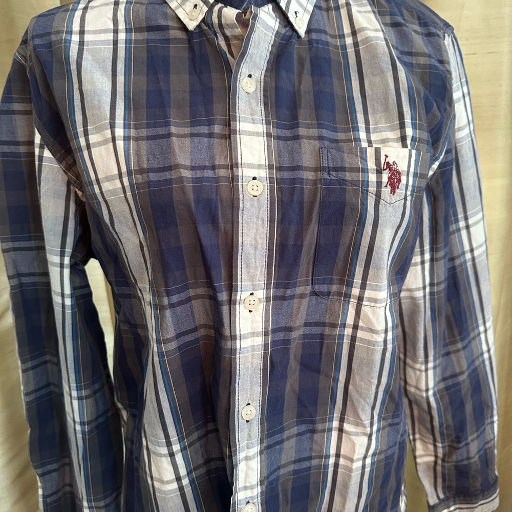 U.S. Polo Assn. Blue and White Checkered Shirt